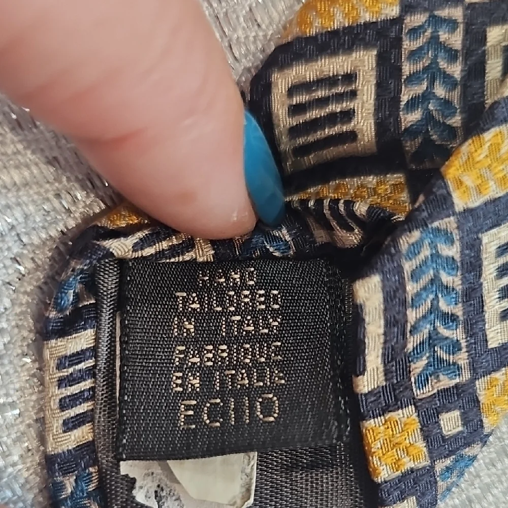 Echo Blue and Gold Geometric Pattern‎ Tie